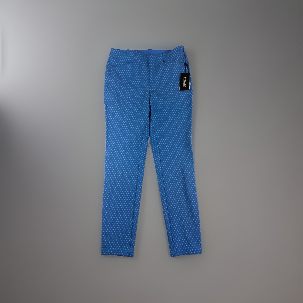 NWT Ralph Lauren RLX golf pull on pants, blue floral aop, women's 0